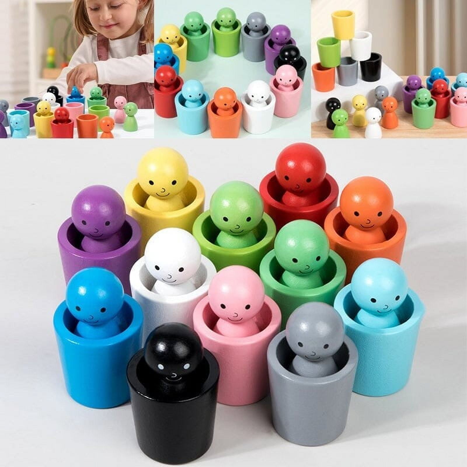 Jouet de Gobelets Éducatifs de Tri des Couleurs pour Tout-Petits de 36 Mois et Plus, 12 Gobelets Lumineux avec Figurines Assorties, Améliore les Habiletés Motrices et l'Apprentissage par le Jeu