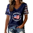 thumbnail image 2 of haizhen 250 Anniversary USA Shirt Women Summer V Neck Sparkly 250th Anniversary Flag Graphic Tees Patriotic 4th of July Shirts Women July 4th Tshirts Going Out Tops Navy, XXL, 2 of 5