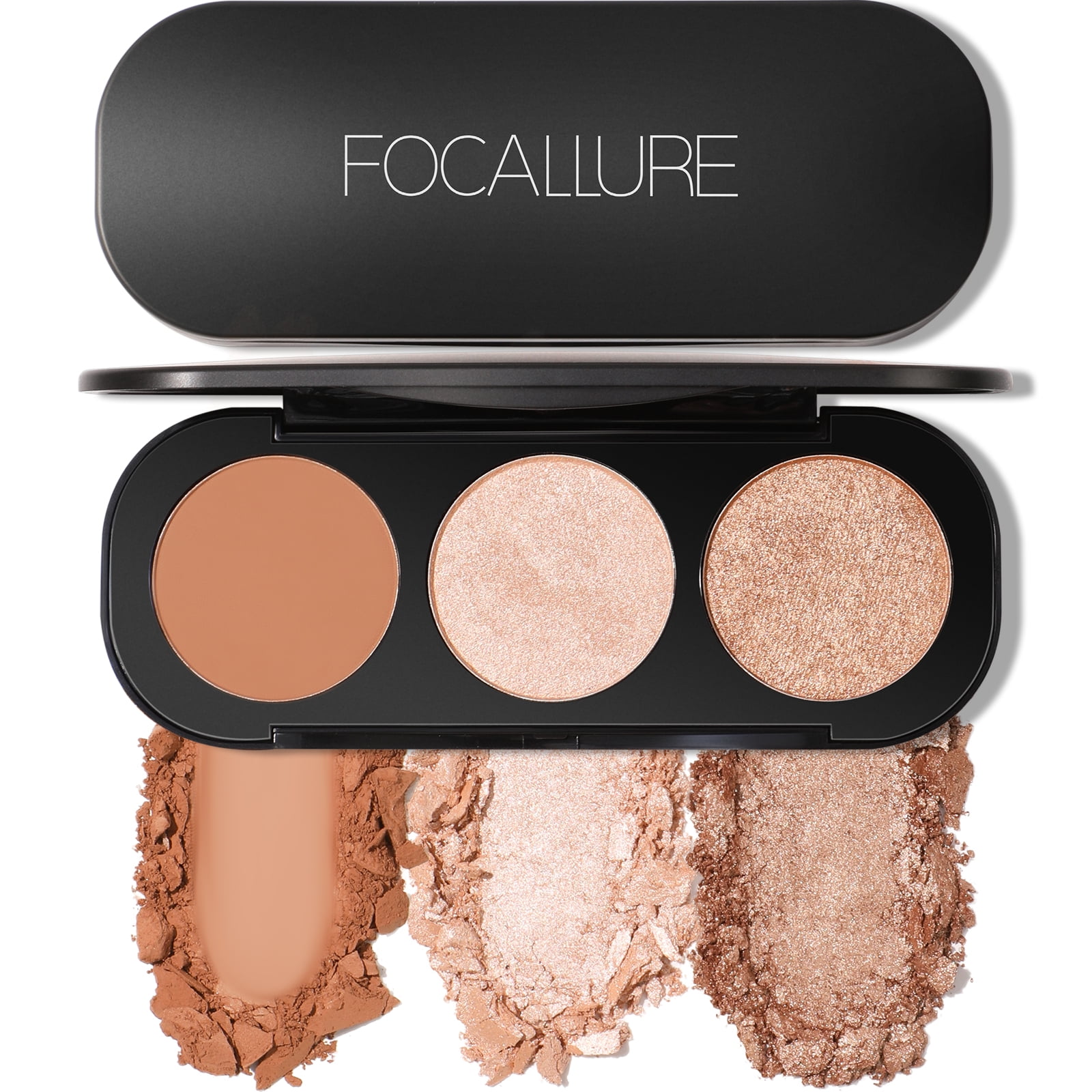 FOCALLURE 3 in 1 Blush and Highlighter Palette, Matte Blush and Shimmer