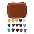thumbnail image 2 of Guitar Pick Bag Set, Guitar Pick Holder Case Shock Proof Large Space  For Storage Brown With Strap, 2 of 8