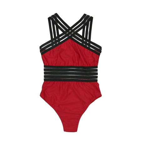 

Opperiaya Women Push-Up Padded Bra One Piece Bandage High Waist Halter Bikini