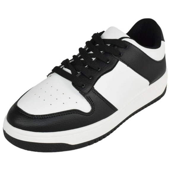 Top Moda Shoes Women Fashion Sneakers Two Tone Lace Up Sporty Design MONTANA-3 Black / White 5.5
