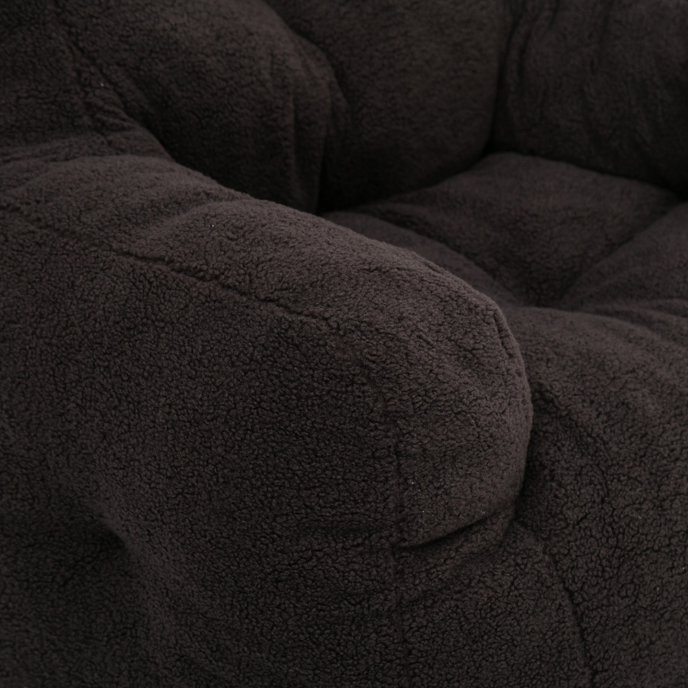 Noble House Quinci 39" Teddy Tufted Bean Bag Chair, Memory Foam Floor Lounger Accent Seat for Bedroom, Dark Gray