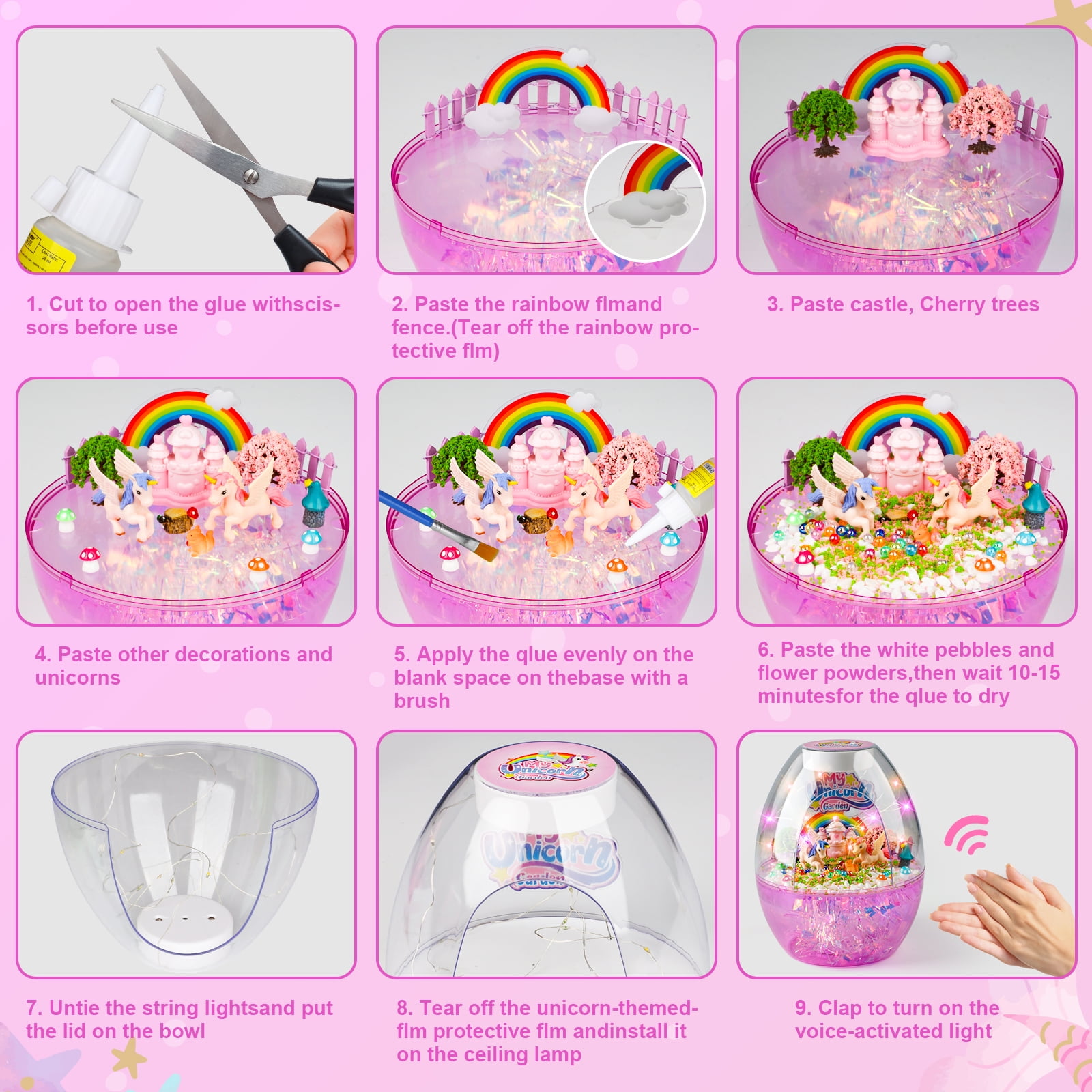 Flooyes Unicorn Terrarium Garden Craft Kit