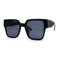 thumbnail image 2 of Womens 90s Designer Thick Temple Horn Rim Chic Sunglasses All Black, 2 of 4