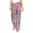 thumbnail image 2 of Picia Peace Love and Dove Flower Power Womens Soft Woven Cotton Elastic Waistband Sleep Pajama Pant Lounge Sleep Pant With Pockets And Drawstring-Small, 2 of 9