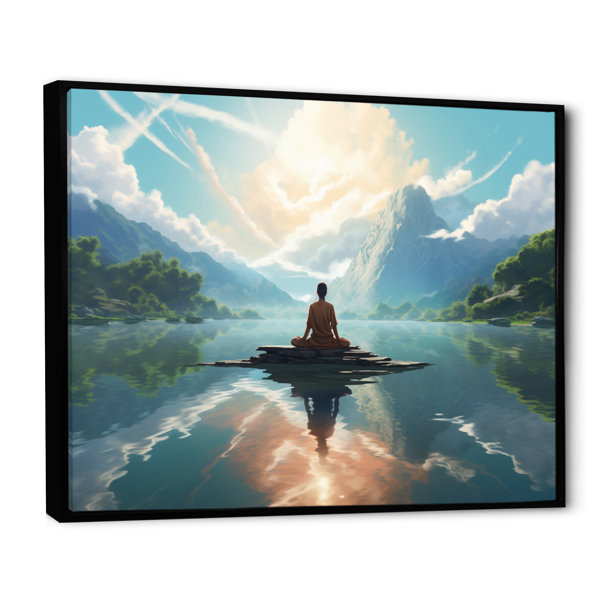 画材 Meditation Green Designart meditation framed wall art decor, Meditation framed wall