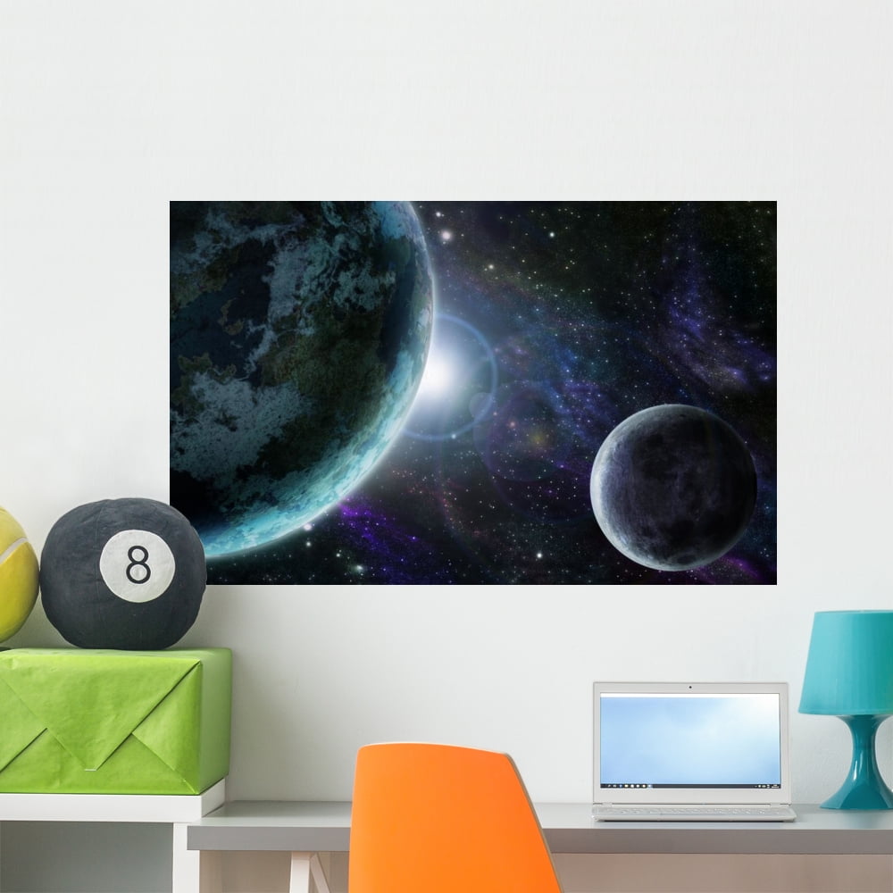Blue Planet Earth Outer Wall Mural by Wallmonkeys Peel and Stick ...