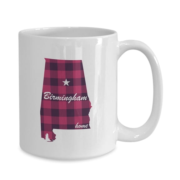Alabama Buffalo Plaid With Customized City Option White Gift coffee mug Miss Missing You Long Distance Personalized Friendship Penpal