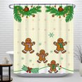 thumbnail image 1 of Charming Gingerbread Men Shower Curtain Festive Holiday Design with Snowflakes & Holly Cozy Christmas Decor, 1 of 4