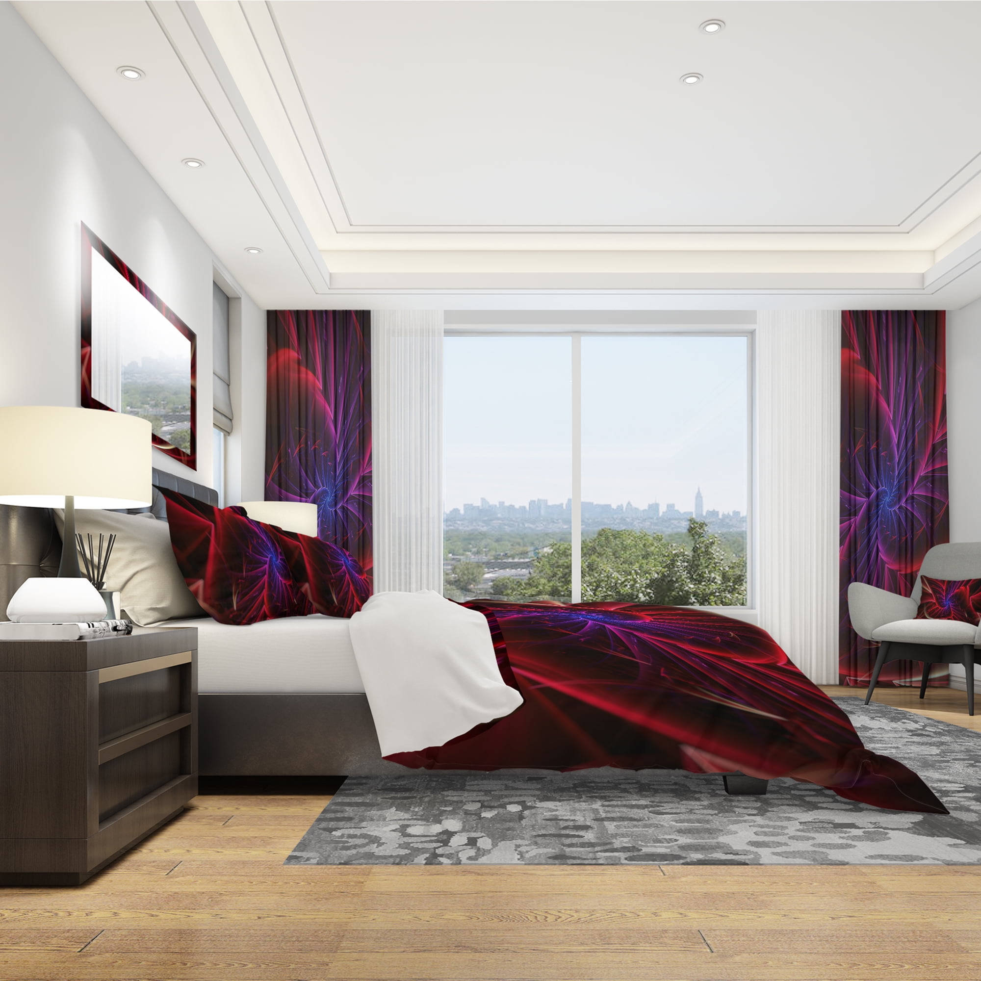 Designart 'Purple & Red Entanglement Abstract' Modern & Contemporary Duvet Cover Set