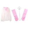 Pretend Play Dress Up Mozlly Pink Princess Twinkle Star Costume Cape and Mozlly Pink Royal Princess Wand and Gloves Set (3pc Set)