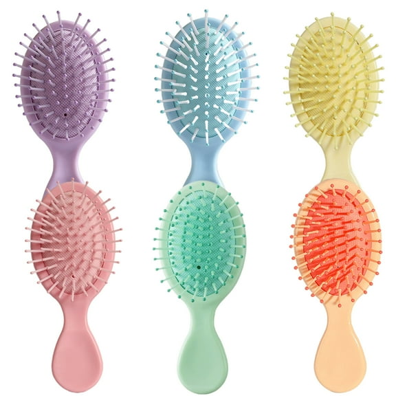 6-Piece Mini Travel Detangling Brush Set - Unisex Small Wet Hair Brushes for All Hair Types, Portable Cushion Brush, Perfect Gift for Parties and Holidays