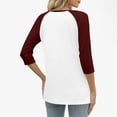 thumbnail image 7 of RQYYD Quarter Length Sleeve Tops for Women 3/4 Length Sleeve Crew-Neck T Shirts Color Block Casual Cotton Womens Tops, 7 of 7