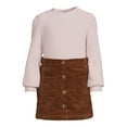 thumbnail image 6 of Wonder Nation Toddler Girl Waffle Knit Top and Corduroy Skirt Set, 2-Piece, Sizes 12M-5T, 6 of 10
