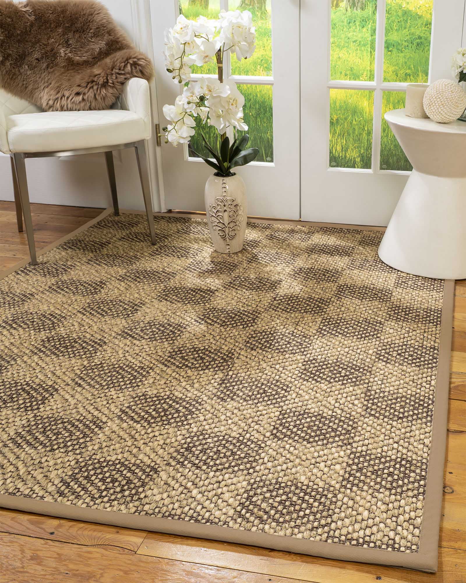 Natural Area Rugs Parson Custom Sisal Rug, 10', Square Wheat Border