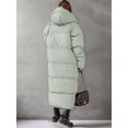 thumbnail image 5 of Women Long Quilted Coat Hooded Maxi Length Long Sleeve Puffer Jacket Padded Coat Winter Outerwear Green S, 5 of 6