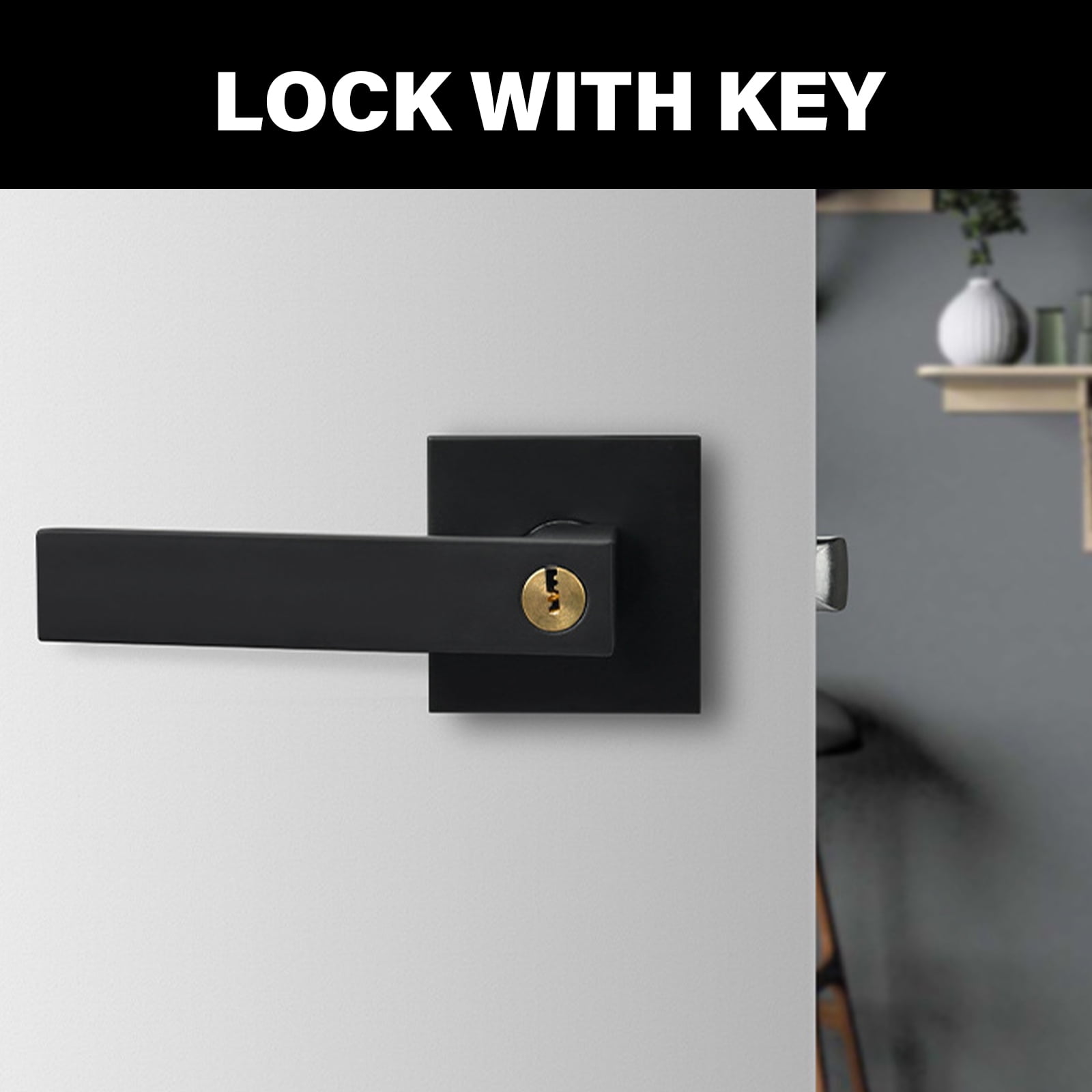 Square Privacy Door Levers Keyless Door Lock Closet Door Interior Heavy Duty Door Knobs Interior Passages Door Knobs