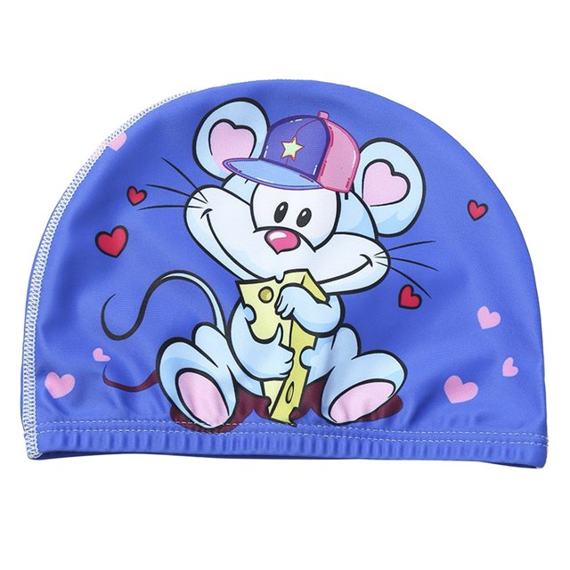 CSChome Waterproof Swim Hat Swimming Hat Breathable High Elastic Quick-drying Ear Protection Cartoon Print Swim Pool Hat Children