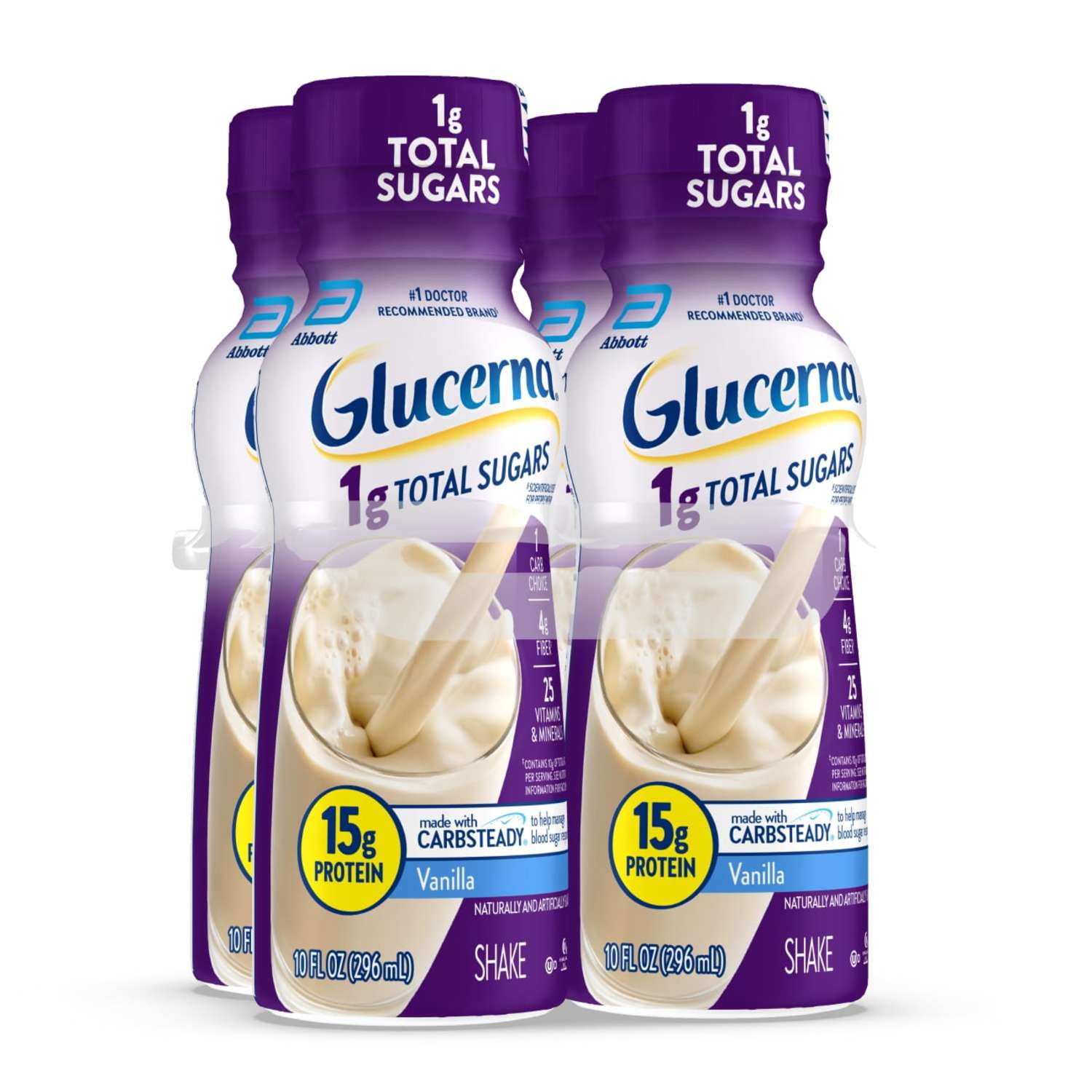Glucerna 1g Total Sugars, Vanilla, 10-fl-oz Bottle, 4 Pack