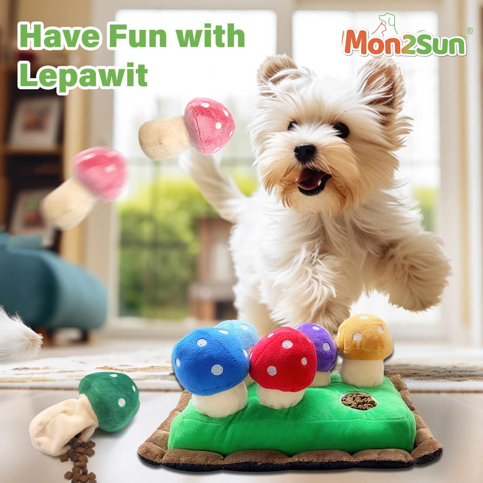 Hide and Seek Dog Toy, Squeaky Interactive Puzzle Toys for Small and Medium Dogs - Mushrooms