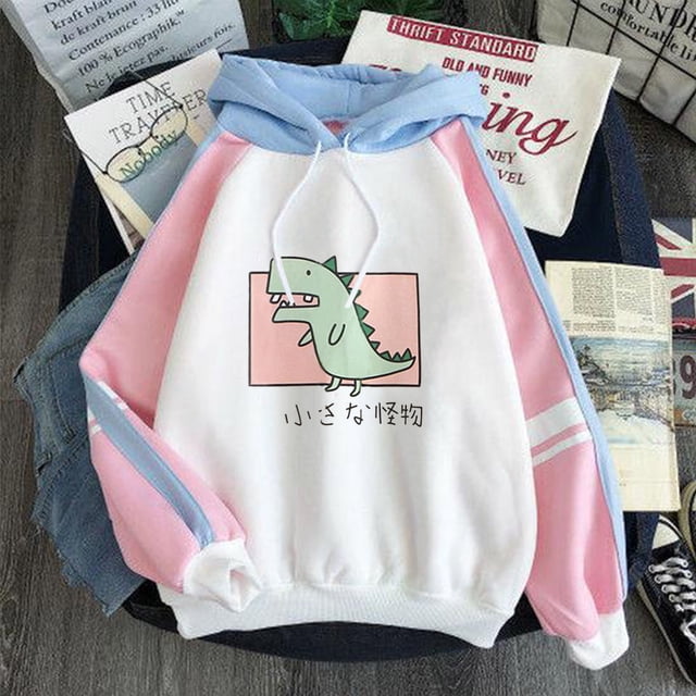 Puntoco moda mujer Casual estampado manga larga empalme dinosaurio sudadera tops Puntoco Puntoco-3030