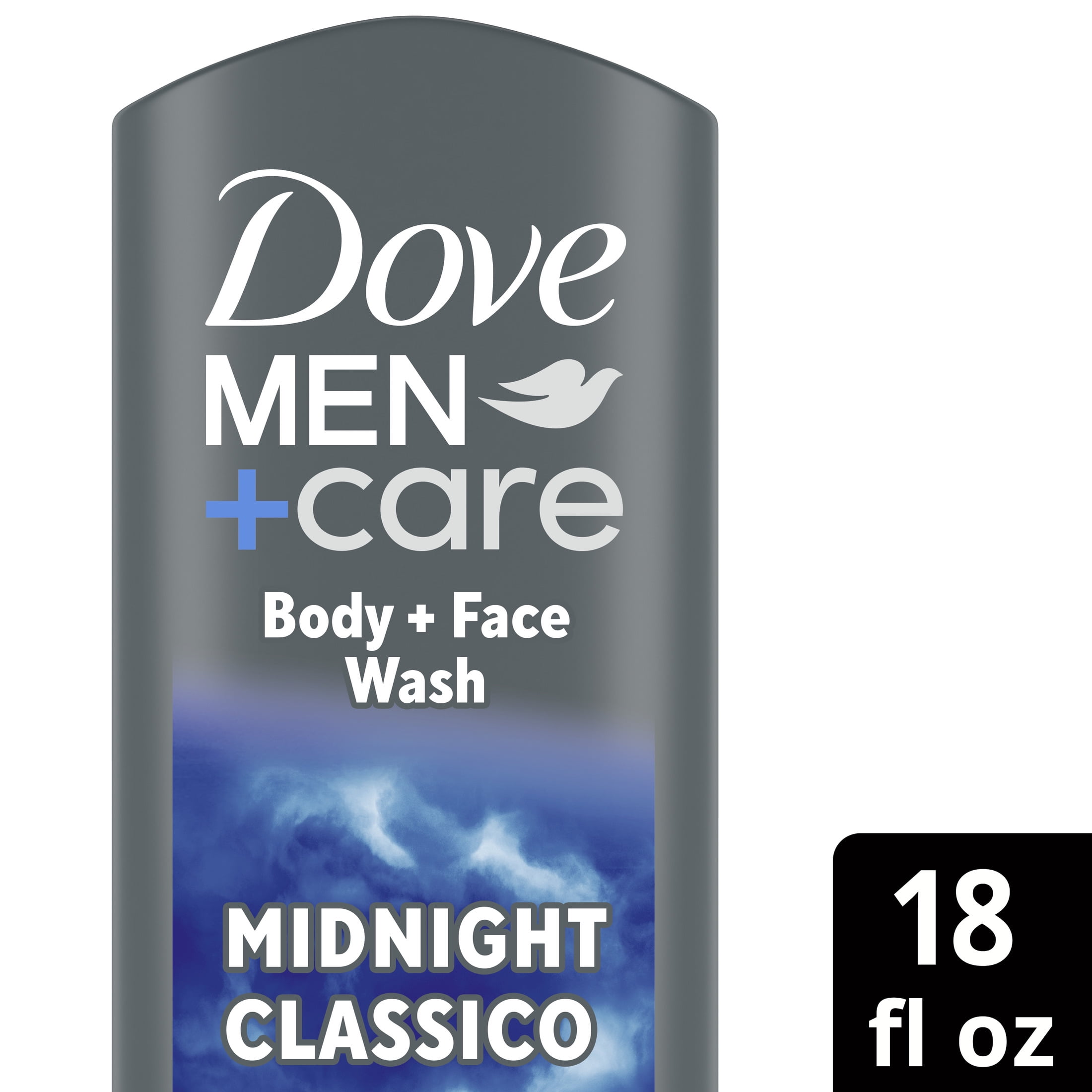 (4 pack) Dove Men+Care Body & Face Wash for Men Midnight Classico for Calm, Replenished & Hydrated Skin, 18 oz