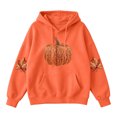 thumbnail image 4 of FchengtaiS Fall Pumpkin Printed Hoodies for Women Long Sleeve Fleece Sweatshirt Halloween Thanksgiving Pullovers Tops, 4 of 6