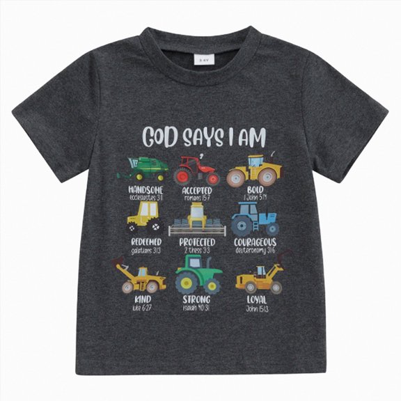 dmqupv Toddler Boy Shirts Boys T Shirts Loose Cute Print Summer Short Sleeve Casual Cotton Tees Black,5-6 Years