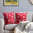 thumbnail image 3 of Light Red White Winter Snowflakes Pillow Covers 16x16 Set of 2 Christmas Decorative Throw Pillows Outdoor Farmhouse Xmas Holiday Seasnoal Pillowcases Cushion Case Decor for Home Sofa Couch Bed, 3 of 4