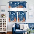 thumbnail image 2 of Summer Ocean Kitchen Curtains Valances and Tiers Set of 3 Coastal Jellyfish Orange Corals Shells Dark Blue Tier Curtains and Valance with Rod Pocket for Small Windows, 27.5"x36", 2 of 9
