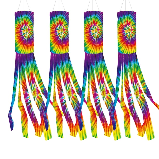 Conjunto de piezas tie-dye manga de viento arcoíris manga de viento banner colgante al aire libre hogar jardín jardín MFZFUKR CPB-US-DYP93-4