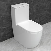 WinZo WZ5311 Rear Outlet Toilet One Piece Modern Design,Back Wall Discharge Right Side Dual Flush For Basement Bathroom,White