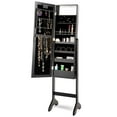 thumbnail image 2 of Giantex Jewelry Cabinet Box Armoire Organizer with 18 LED, Standing for Home Bedroom 16 Lipstick Holder 1 Inside Makeup Mirror Full Lights, Large Storage Mirrored Cabinets Jewelry Armoires (Black), 2 of 8