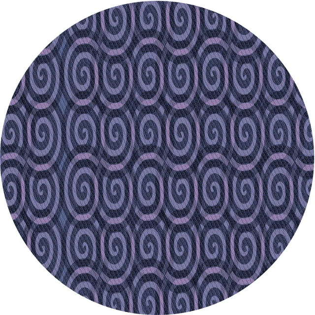 Ahgly Company Tapis Rond Lavable en Machine Intérieur Transitionnel Bleu Ardoise, 3 Pieds Rond