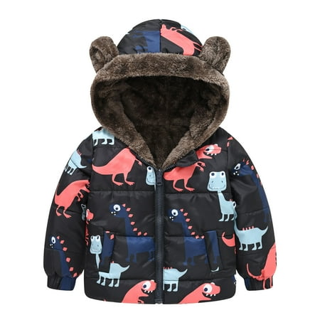 

Girls Coats Size 7/13 Hot Pink Winter Cute Prints Outwear Zipper Windproof Warm Thick Coat 3-4 Years