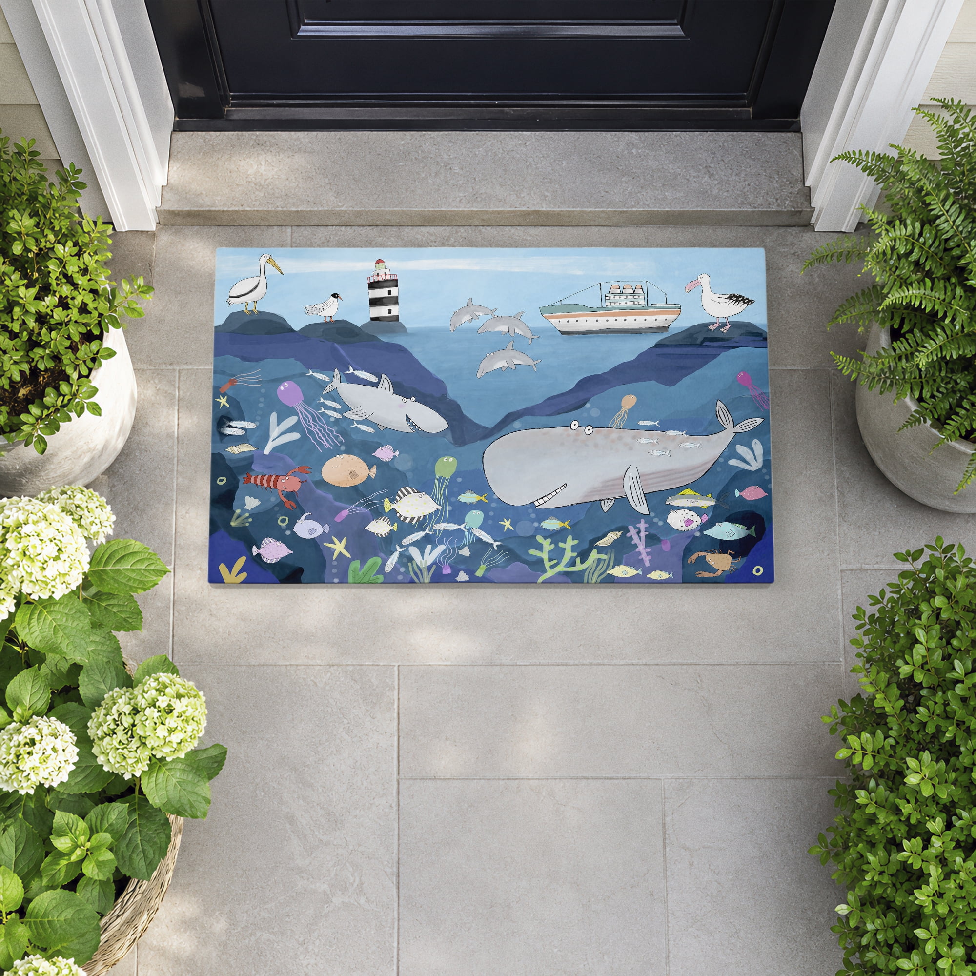 Stupell Industries Sea World Creatures Underwater Printed Outdoor Door Floor Mat, design by Carla Daly