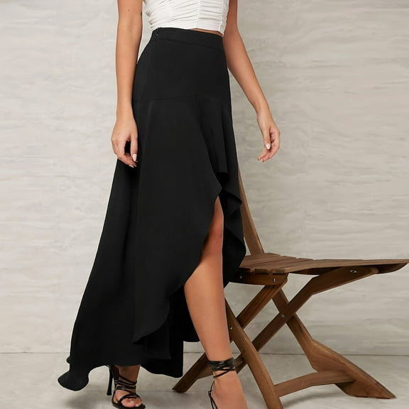 Women's Skirts High-End Fashion Slit Long Skirt Women's Summer A-Line Skirt