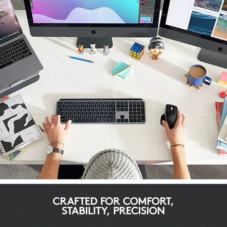 Logitech - MX Keys Full-size Wireless Bluetooth Membrane Keyboard for Mac with Smart Illumination - Space Gray