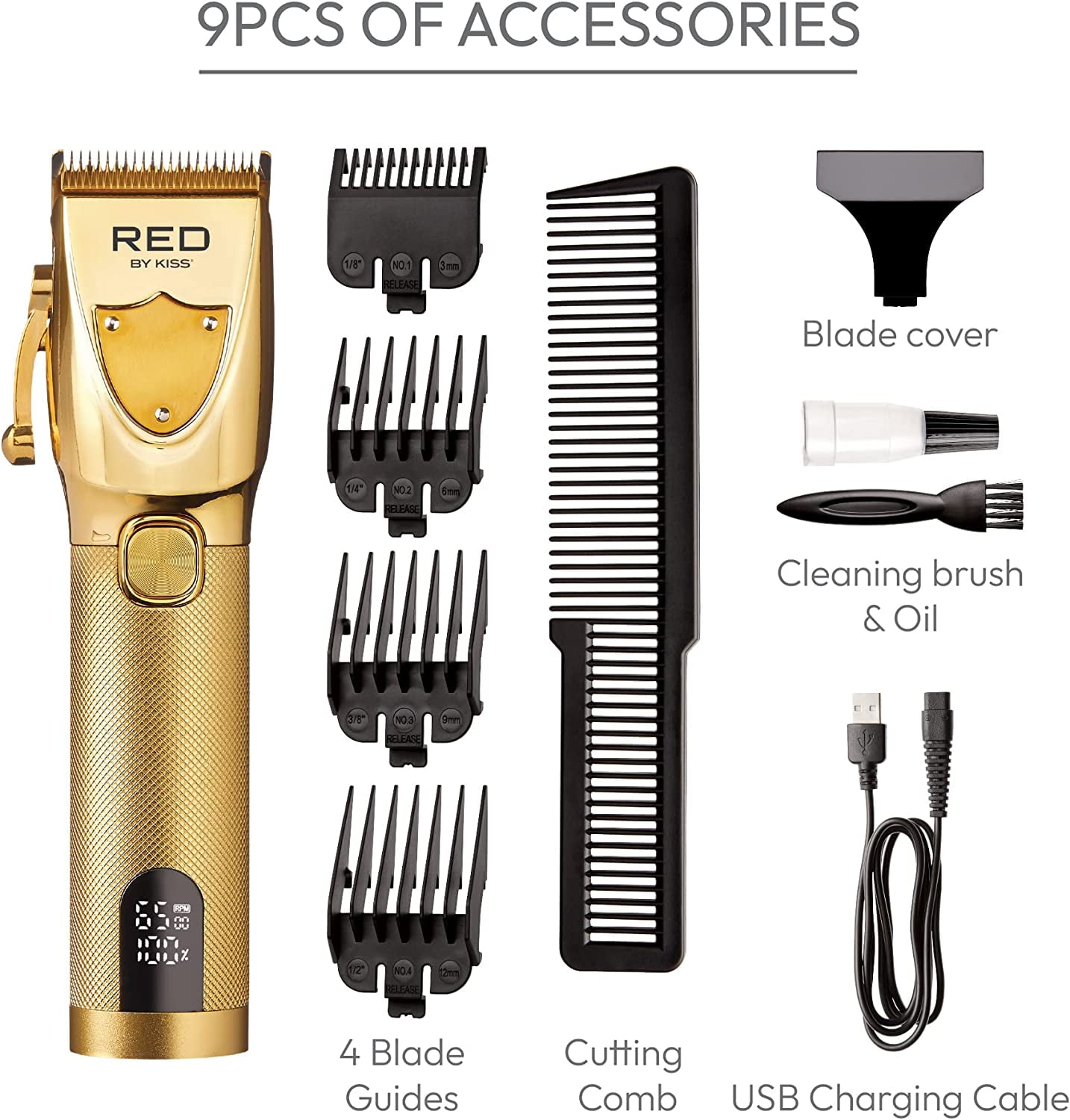 RED by Kiss Cordless Hair Clippers, Hair Trimmer for Professional Haircut, Grooming Kit for Men Ultra Clean-Cut Clipper
