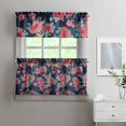 thumbnail image 2 of Pioneer Kitchen Curtains and Valance Set 24 Inch Tier Abstract Pink Floral Prints Curtains Small Drapes for Cafe Living Room Bathroom Farmhouse 3 Pieces Set Rod Pocket, 2 of 6