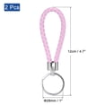 thumbnail image 2 of Uxcell PU Keyring Woven Lanyard Straps Braided Leather Keychain, Pink 2 Pack, 2 of 5
