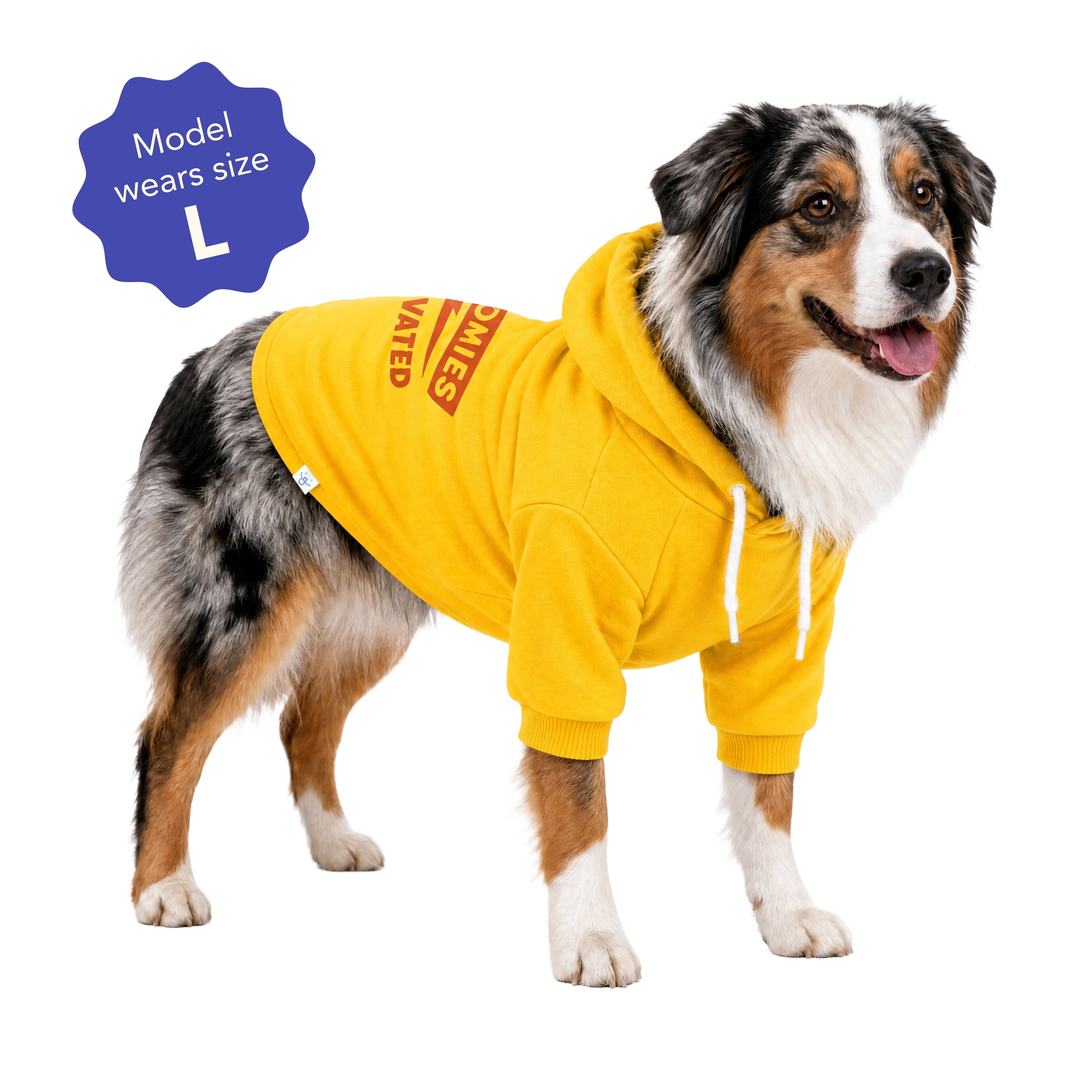 Oodles Zoomie Activated Fall Dog Hoodie, Yellow, Large