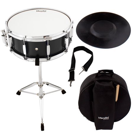 Snare Drum Kit Bag Mendini by Cecilio Student Snare Drum Set with Gig Bag, Sticks, Stand and Practice Pad Kit, Black ()