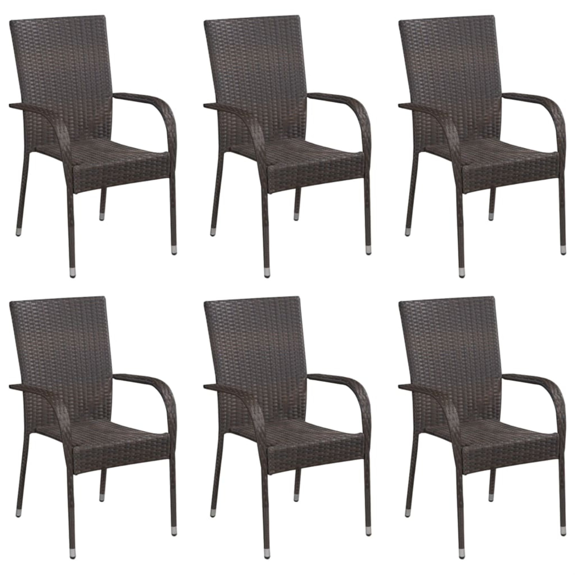 vidaXL 2x Outdoor Stacking Dining Chairs Poly Rattan Black Furniture Seat 