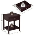 thumbnail image 3 of Costway Nightstand with Drawer Storage Shelf Wooden Bedside Sofa Side Table Brown, 3 of 9