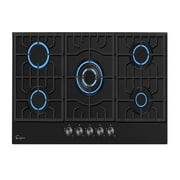 Empava 30 in. Gas Stove Cooktop 5 Italy Sabaf Sealed Burners Lpg Convertible in Black Tempered Glass