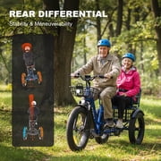 Zycle Z700 Electric Tricycle with Passenger Seat, 750W 20AH 48V 65Miles 2 Seater Electric Trike for Adults, Parking Brake, Differential