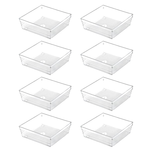 Organizador de cajones de almacenamiento Backerysupply de plástico transparente, juego de 8