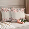 thumbnail image 2 of Pastoral Flower Pillow Covers 2 Pack Pink Flower Watercolor Leaf Retro Linen Pillowcase Waterproof Outdoor Throw Pillow Cover for Patio Garden Square Cushion 18”x18”, 2 of 9